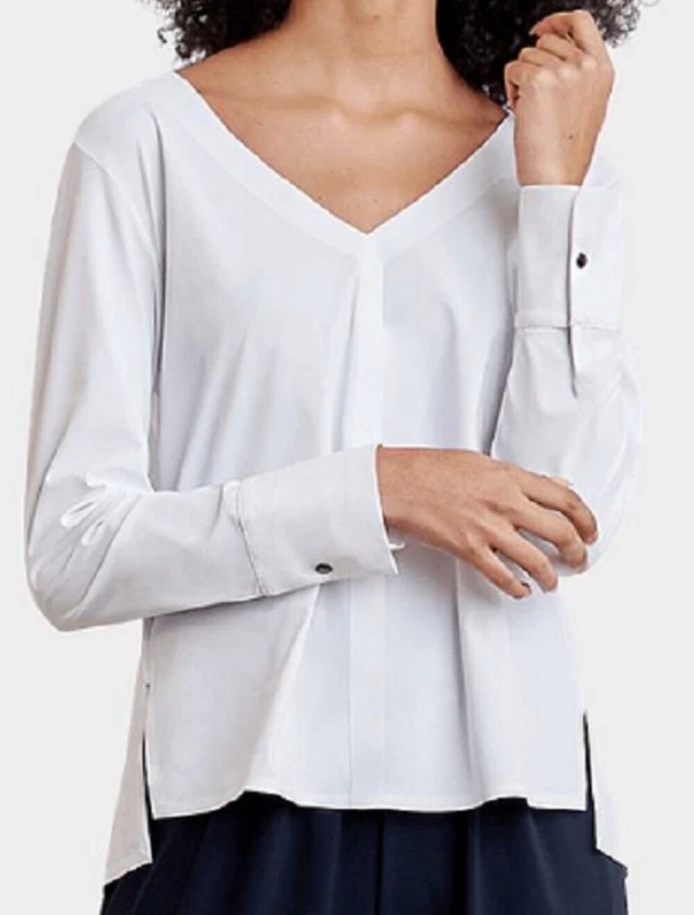 ADAY Something Tailored White Long Sleeve Blouse Top Size XS